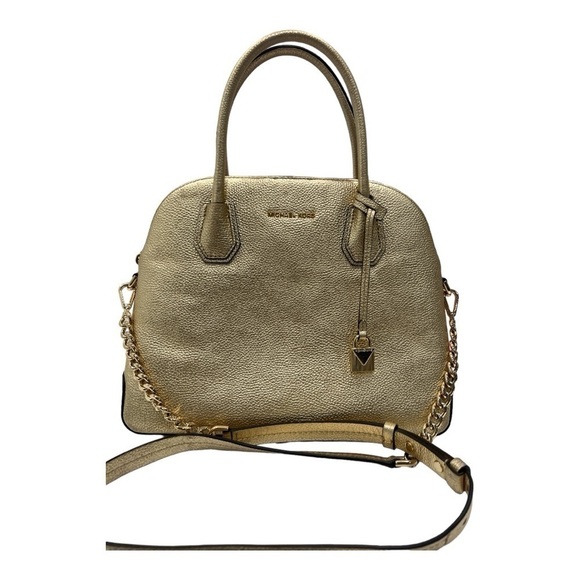 MICHAEL MICHAEL KORS
Mercer Large Metallic Leather Dome Satchel Bag  Gold - Picture 10 of 17